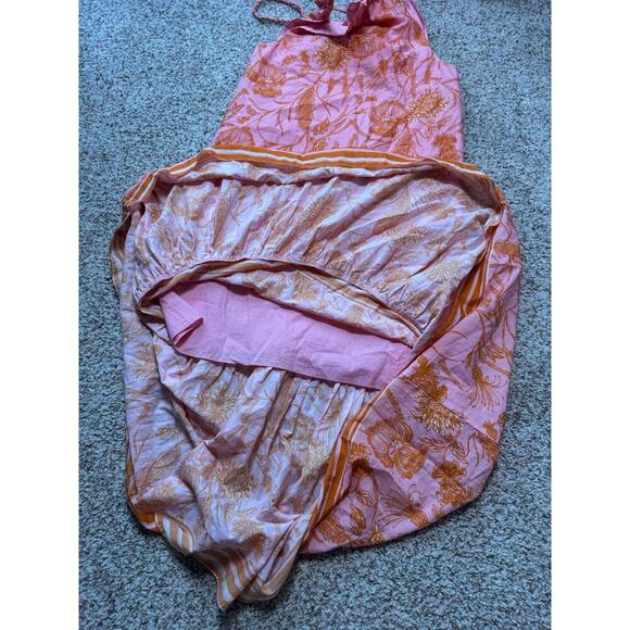 Antiono Melani tiered hem sun dress size women's small; orange & red,100% cotton - Picture 9 of 10